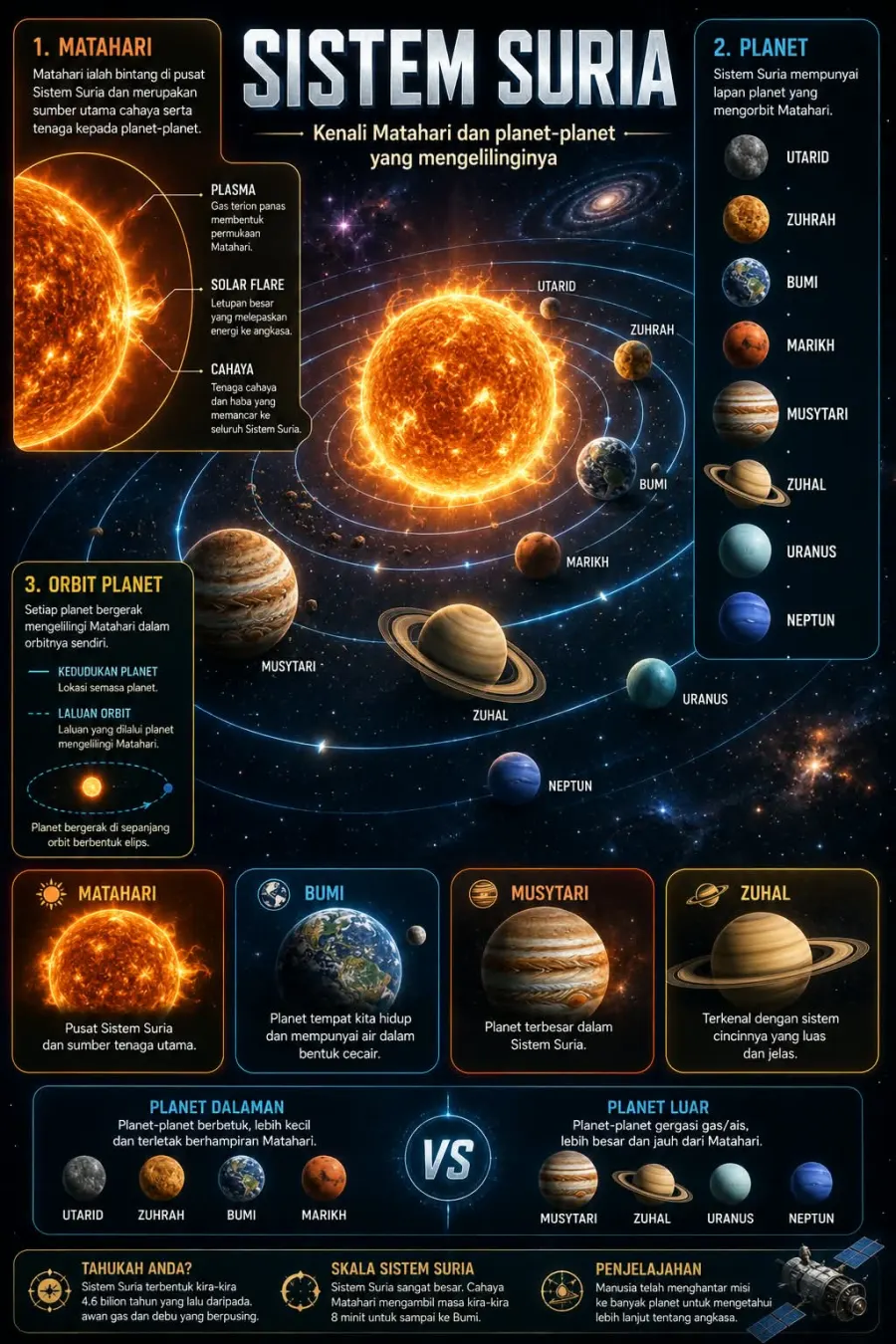 Preview Sistem Suria Kenali Matahari dan Planet Pengorbit