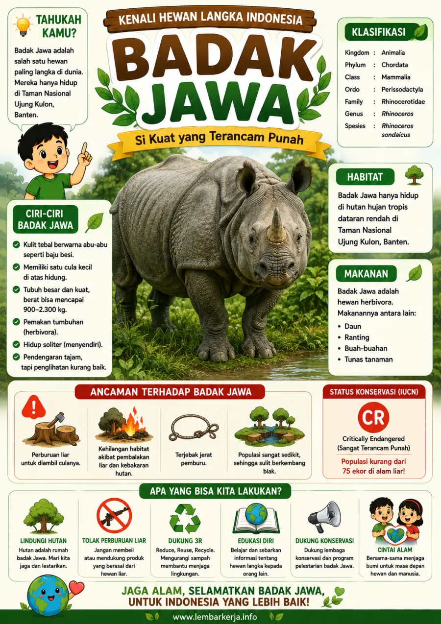 Preview Badak Jawa: Hewan Langka Indonesia, Ciri-Ciri, Habitat, Makanan, dan Cara Melindunginya
