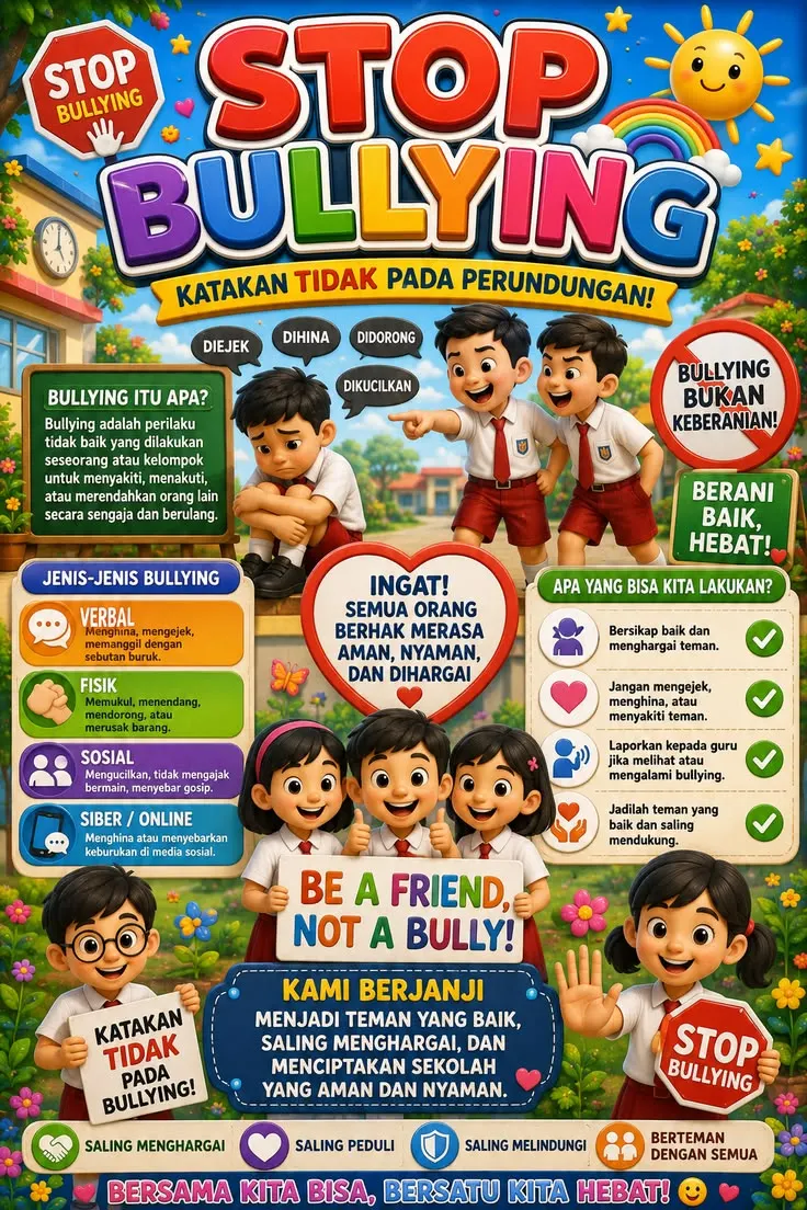 Stop Bullying Be A Friend Not A Bully - Poster / Infografis Umum Poster Anti Bullying