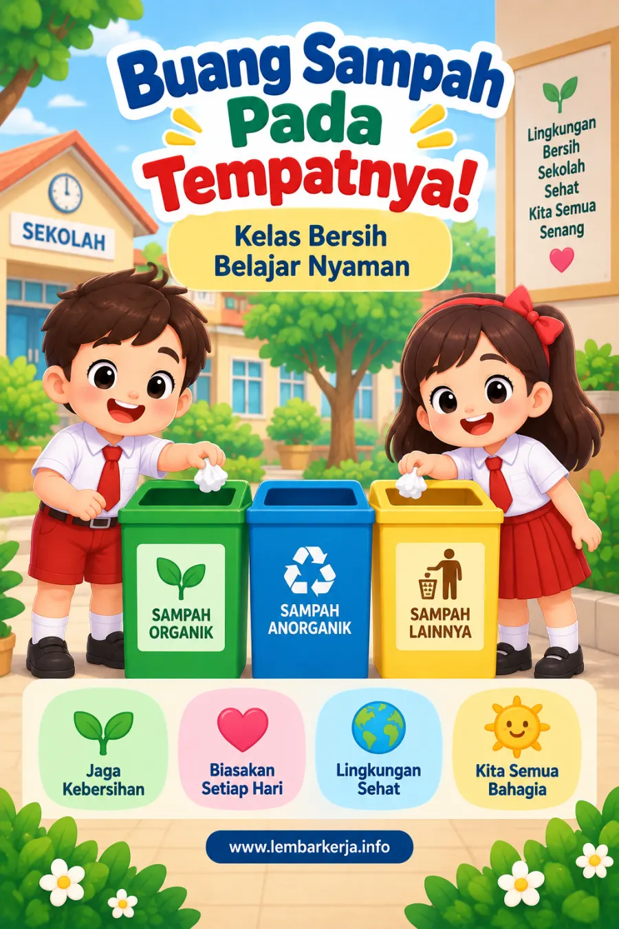 Buang Sampah pada Tempatnya Pemilahan Sampah - Poster / Infografis Umum Poster Kesadaran Lingkungan