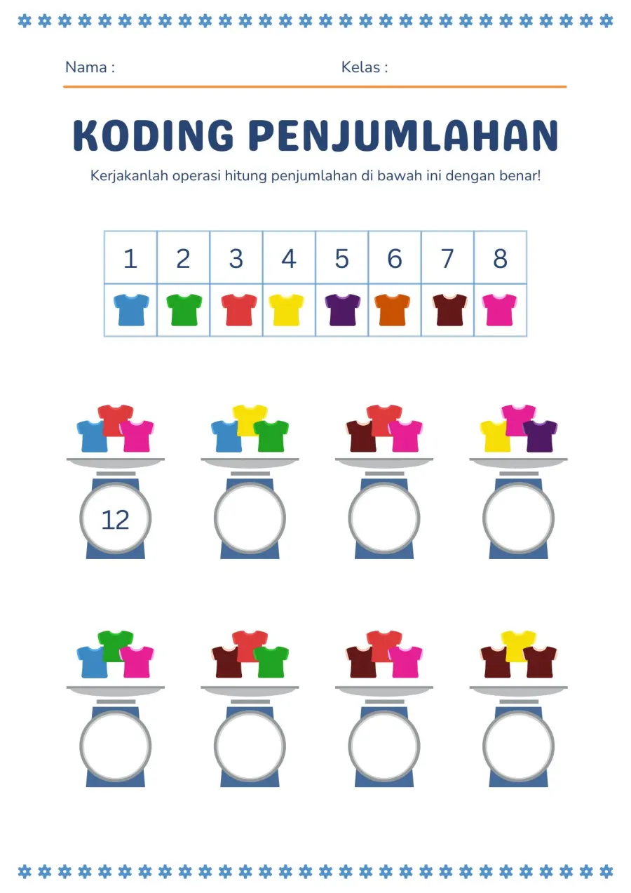 Preview Koding Penjumlahan Operasi Hitung dengan Kode Warna