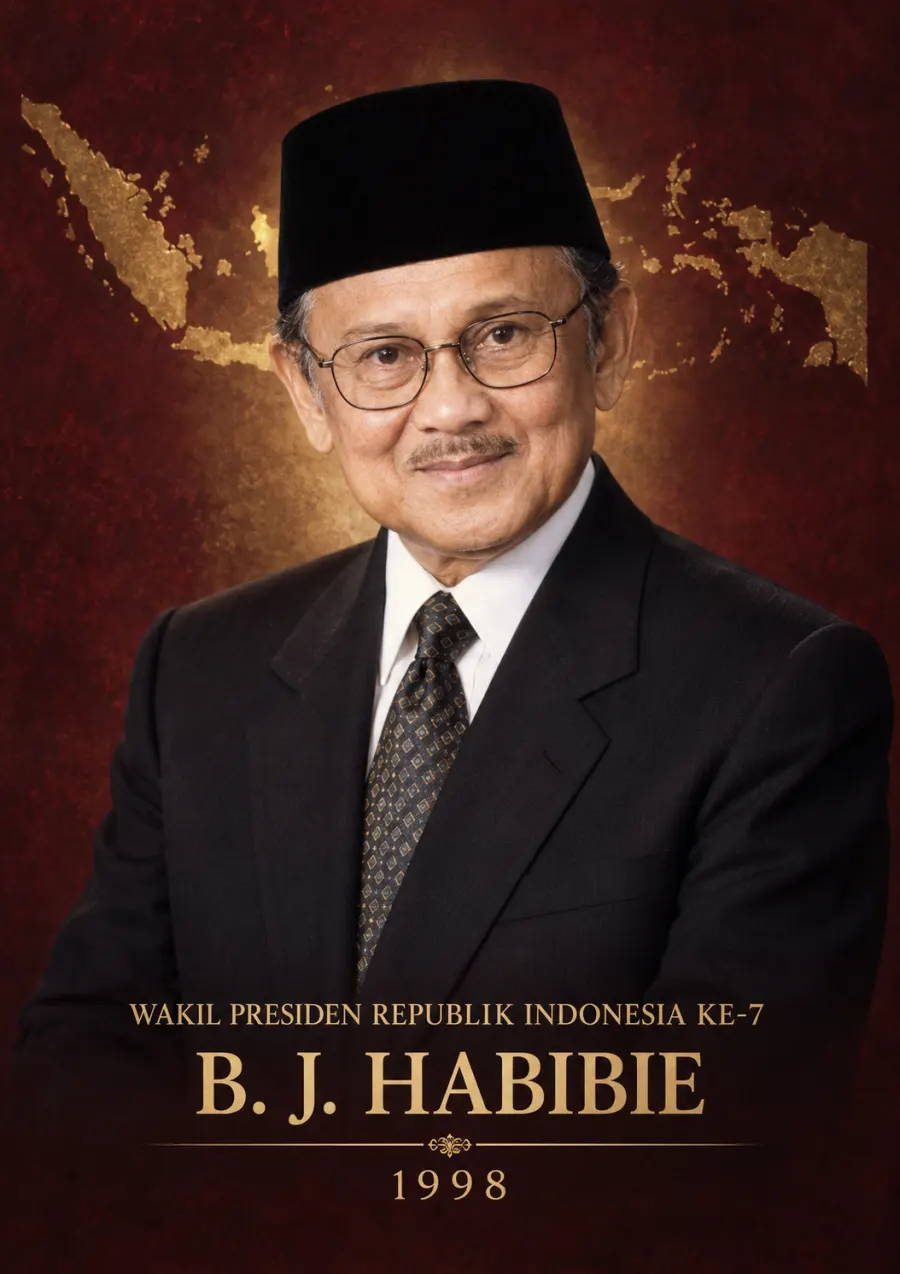 Wakil Presiden Republik Indonesia ke 7 Bj Habibie Periode 1998 - Poster / Infografis Umum Infografis Pancasila & Civics