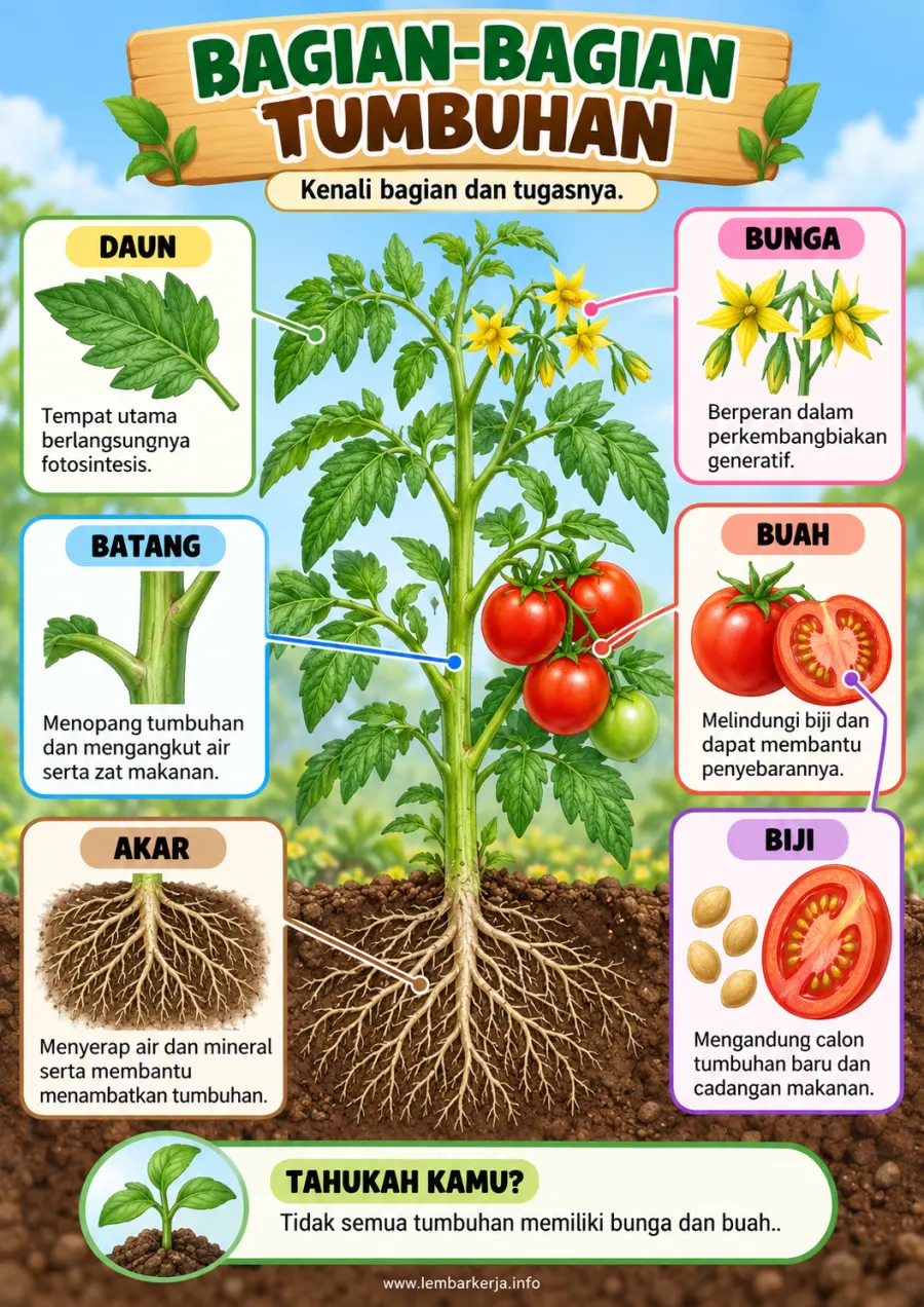 Bagian Bagian Tumbuhan dan Fungsinya - Poster / Infografis Umum Diagram & Skema