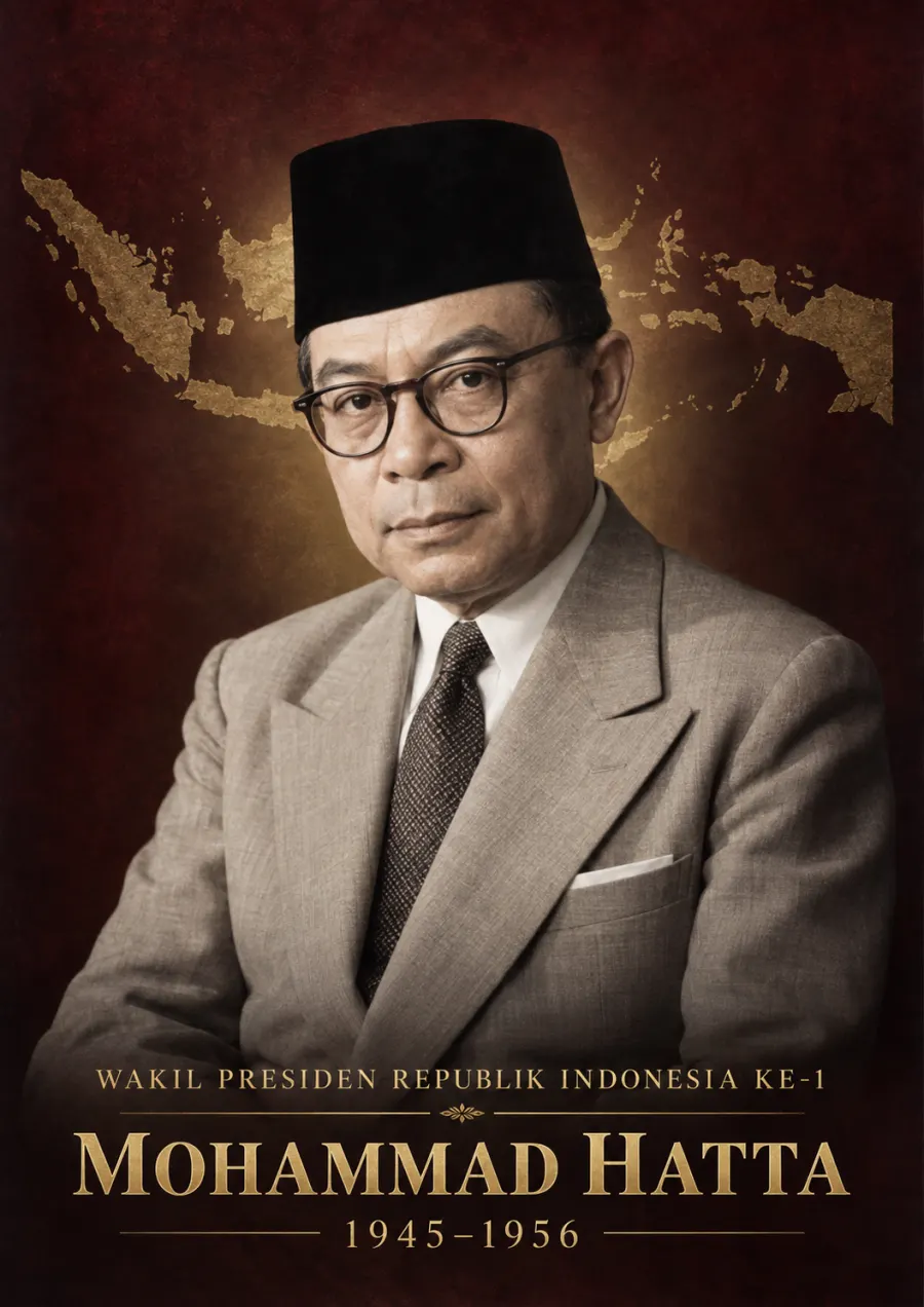 Wakil Presiden Republik Indonesia ke 1 Mohammad Hatta Periode 1945 1956 - Poster / Infografis Umum Infografis Pancasila & Civics
