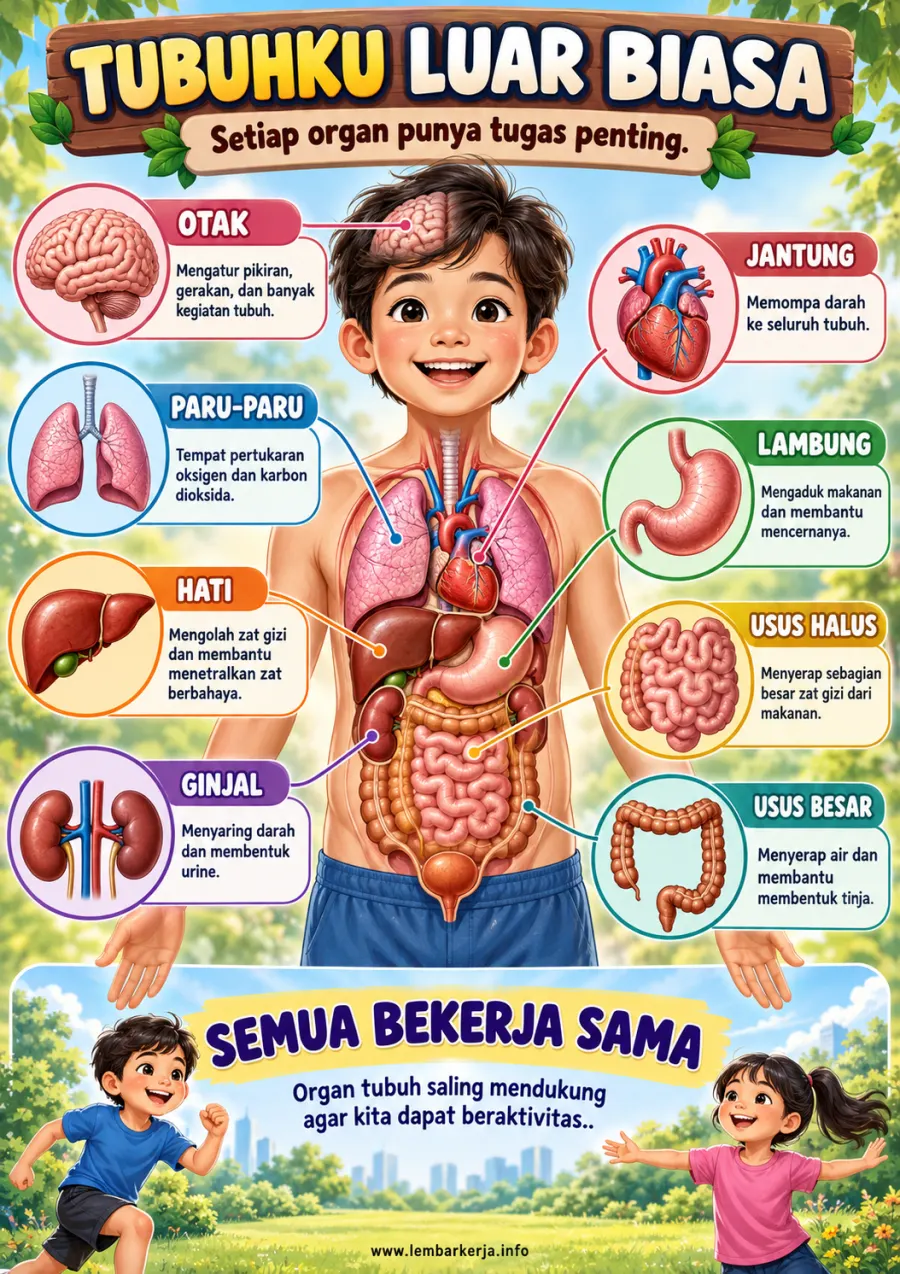 Organ Tubuh Manusia Luar Biasa dan Fungsinya - Poster / Infografis Umum Diagram & Skema