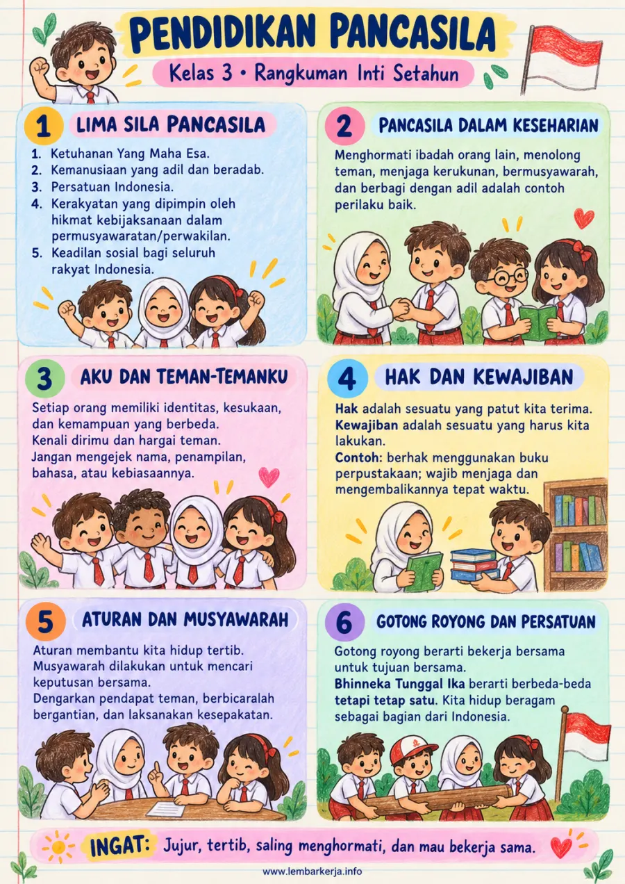 Preview Pendidikan Pancasila Kelas 3 Sd Rangkuman Inti Setahun