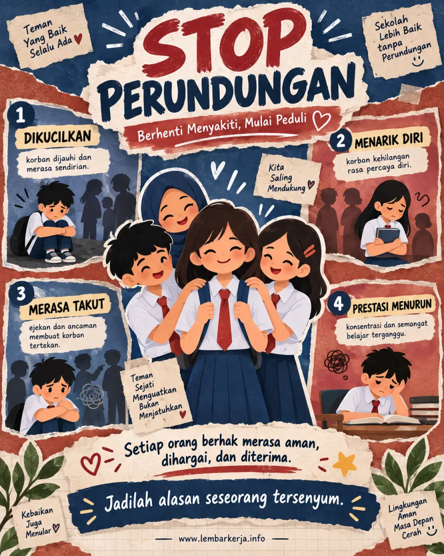 Stop Perundungan Berhenti Menyakiti Mulai Peduli - Poster / Infografis Umum Poster Anti Bullying