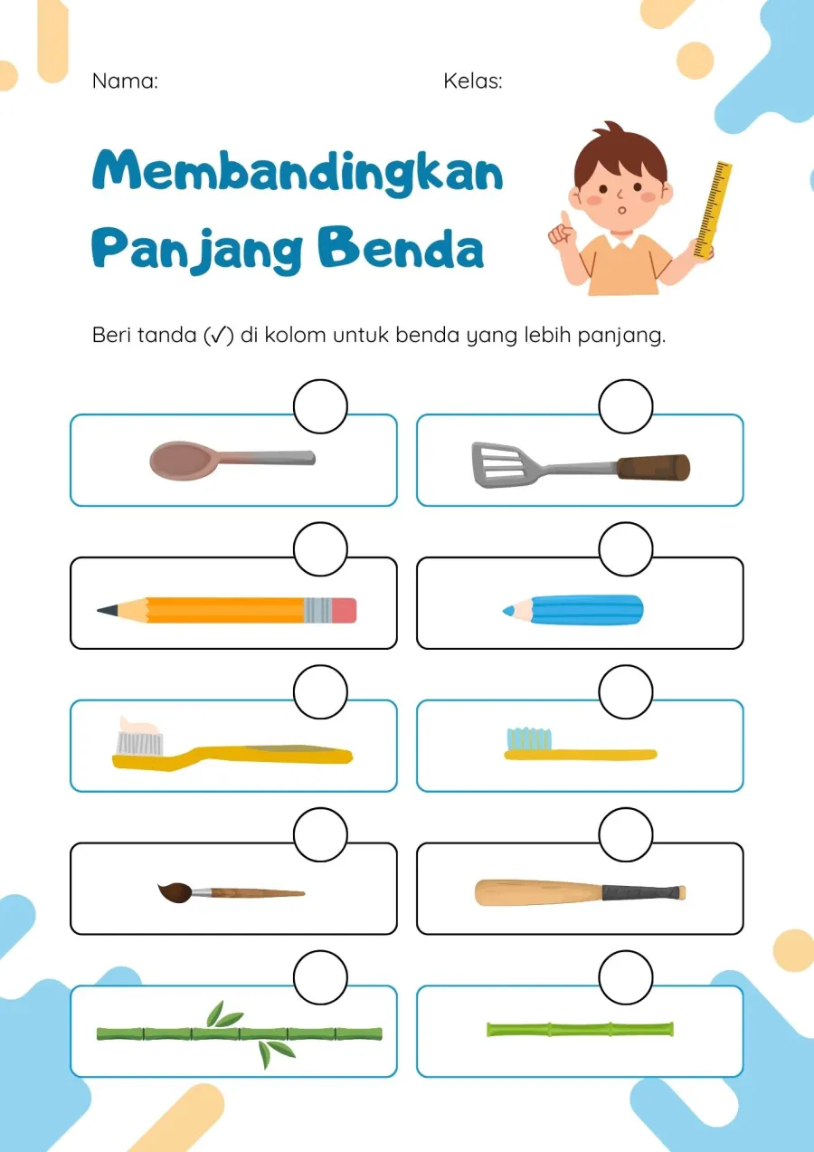 Preview Latihan Membandingkan Panjang Dua Buah Benda Disekitarmu