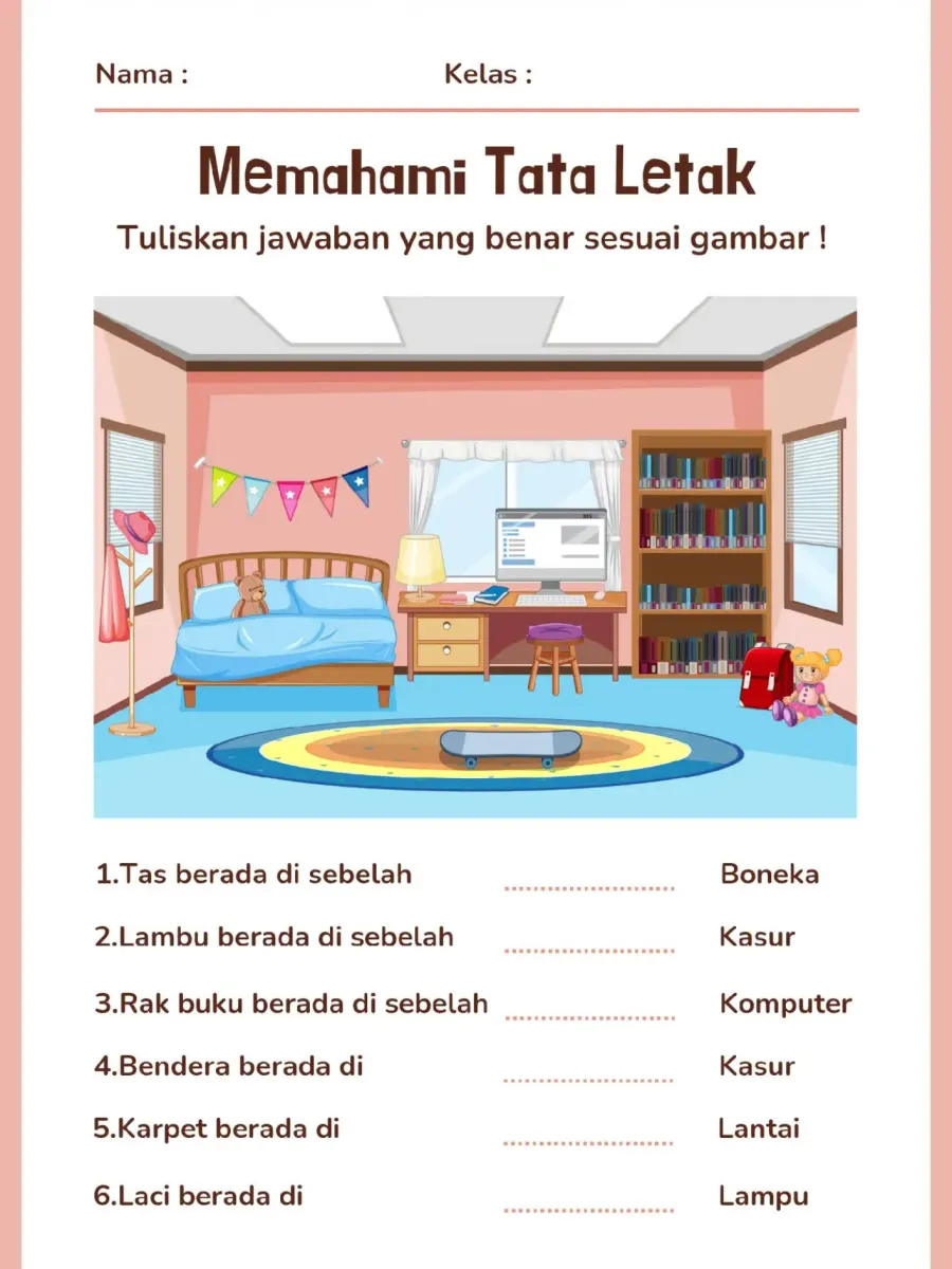 Memahami Posisi Tata Letak Benda Dalam Ruang - Lembar Kerja SD Lembar Observasi