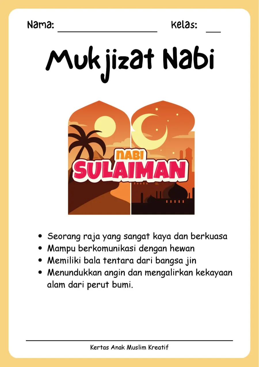 Lembar Kerja PAUD: Mengenal Kisah dan Mukjizat Nabi Sulaiman As - Lembar Kerja PAUD Membaca Pemahaman