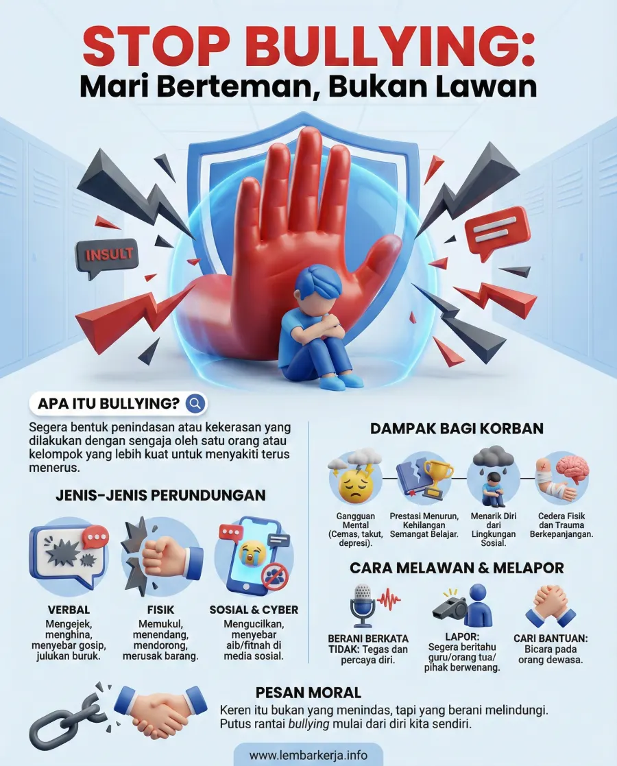 Stop Bullying Mari Berteman Bukan Lawan - Poster / Infografis Umum Poster Anti Bullying