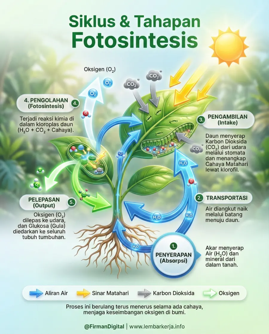 Siklus dan Tahapan Fotosintesis Kloroplas - Poster / Infografis Umum Infografis Proses / Alur