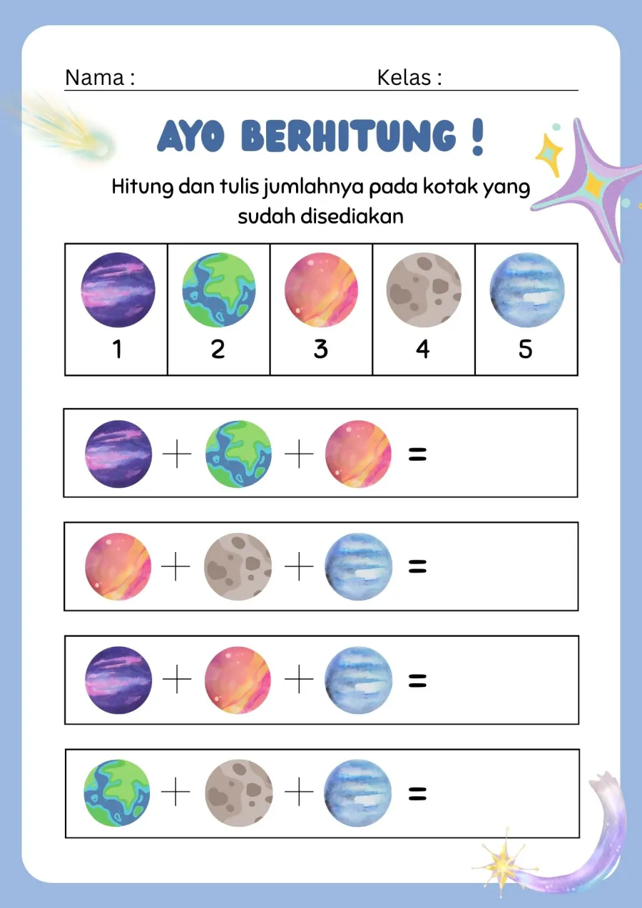 Ayo Berhitung Menghitung dan Menuliskan Jumlah Objek - Lembar Kerja SD Hitung & Berhitung