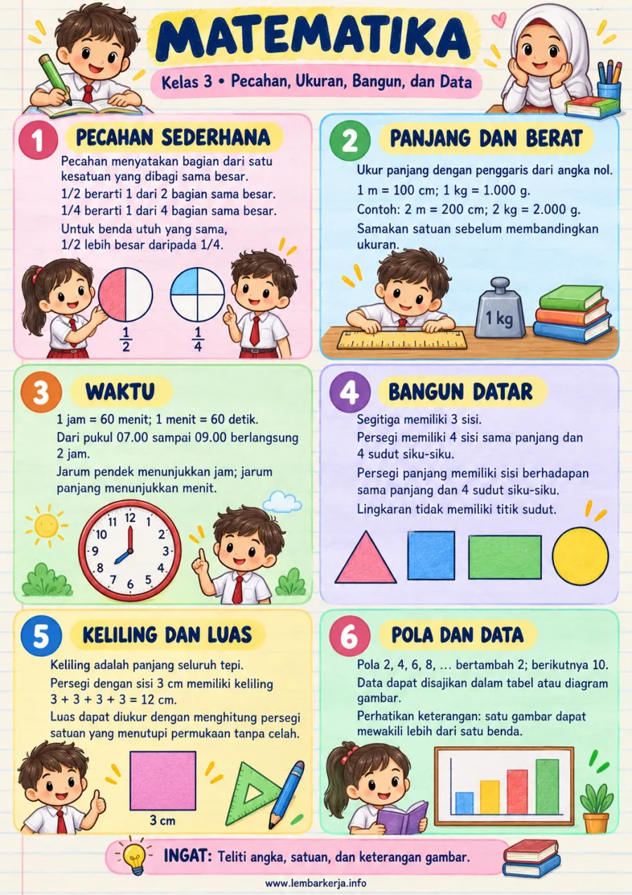 Preview Matematika Kelas 3 Sd Pecahan Ukuran Bangun dan Data