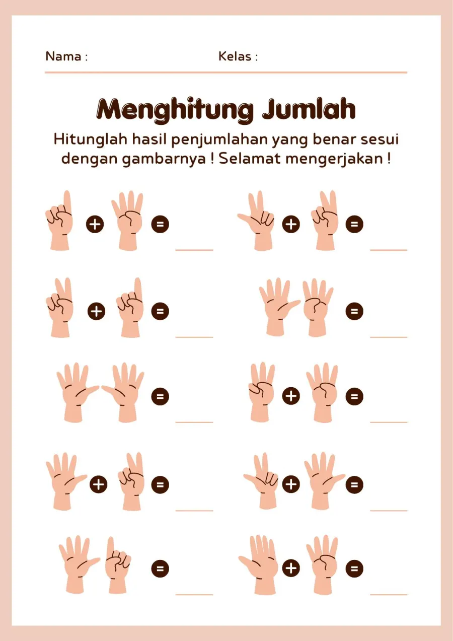 Lembar Kerja PAUD: Menghitung Hasil Penjumlahan Bergambar untuk Anak Usia Dini - Lembar Kerja PAUD Hitung & Berhitung
