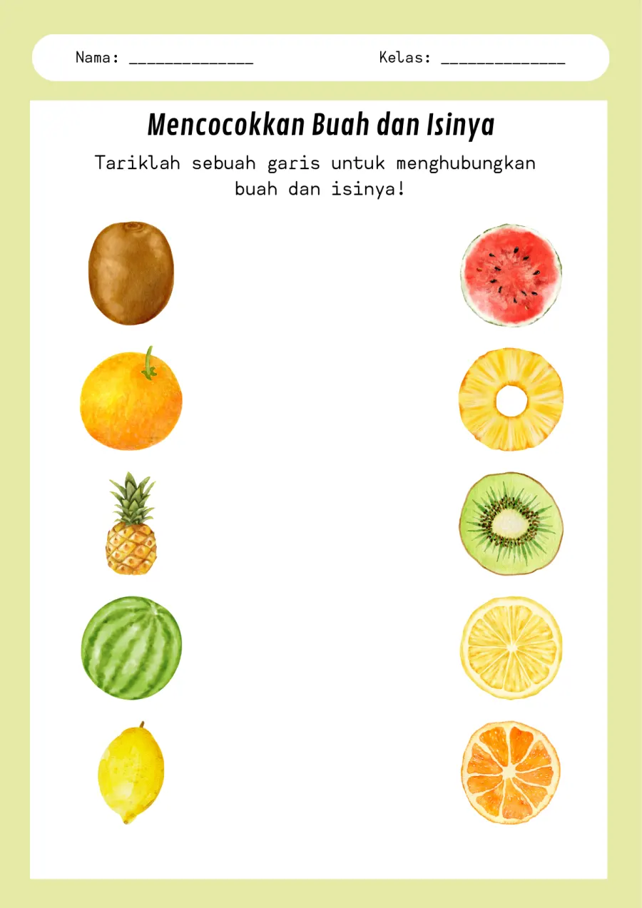 Lembar Kerja PAUD: Lembar Kerja Menghubungkan Buah dan Menghitung Bangun Datar - Lembar Kerja PAUD Lembar Permainan Edukatif