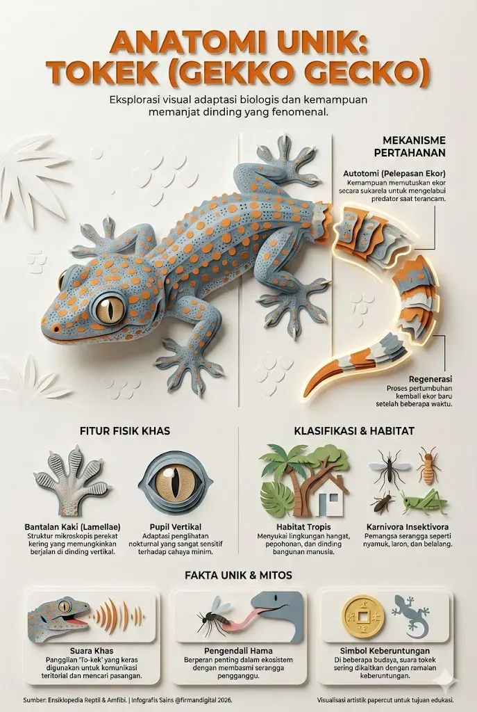 Preview Anatomi Unik Tokek Gekko Gecko Adaptasi Lamellae dan Autotomi