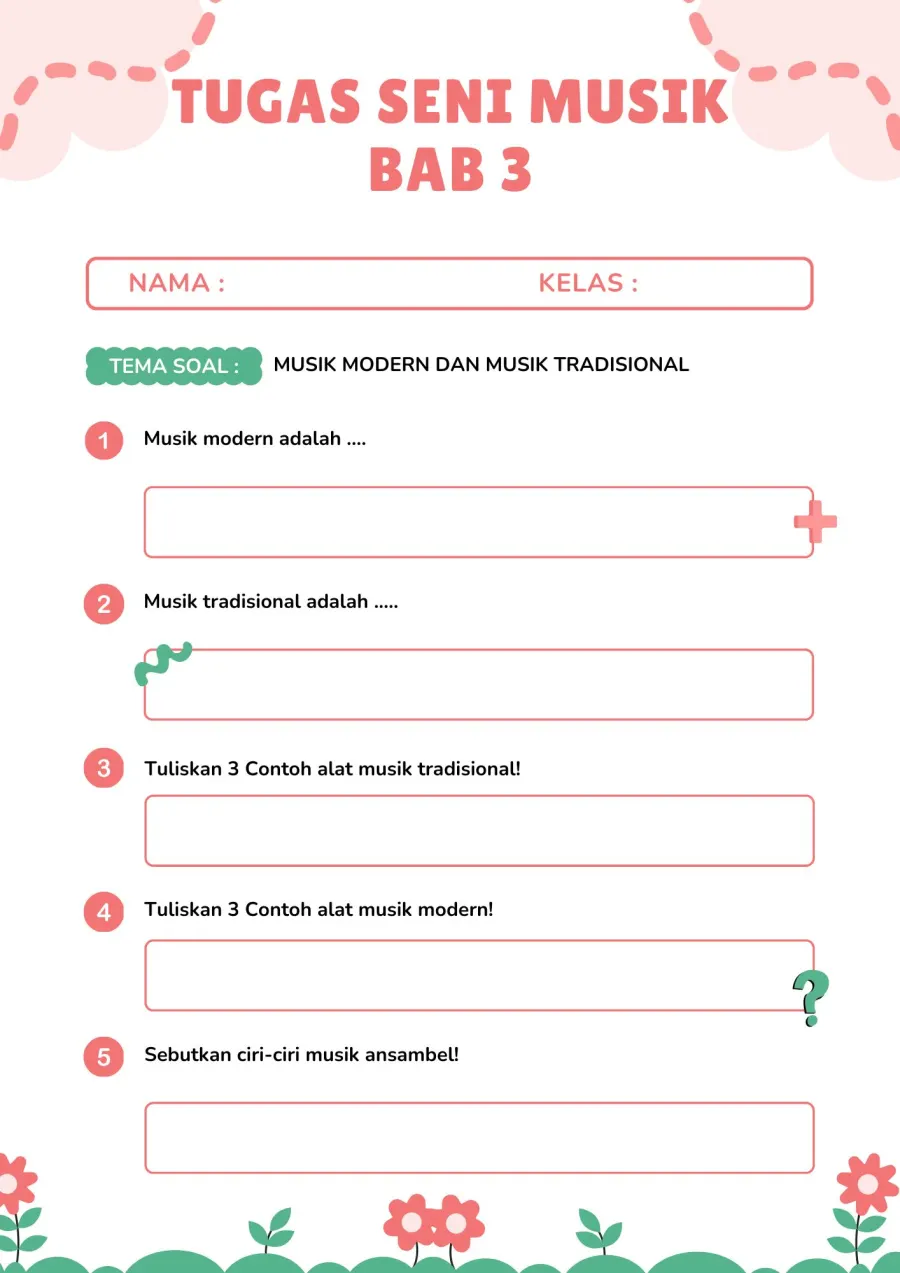 Tugas Seni Musik Bab 3 Mengenal Pola Irama dan Ketukan - Lembar Kerja SD Lembar Musik & Ritme