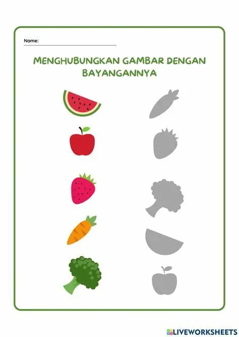 Preview Menghubungkan Gambar Kartun dengan Siluet Bayangannya