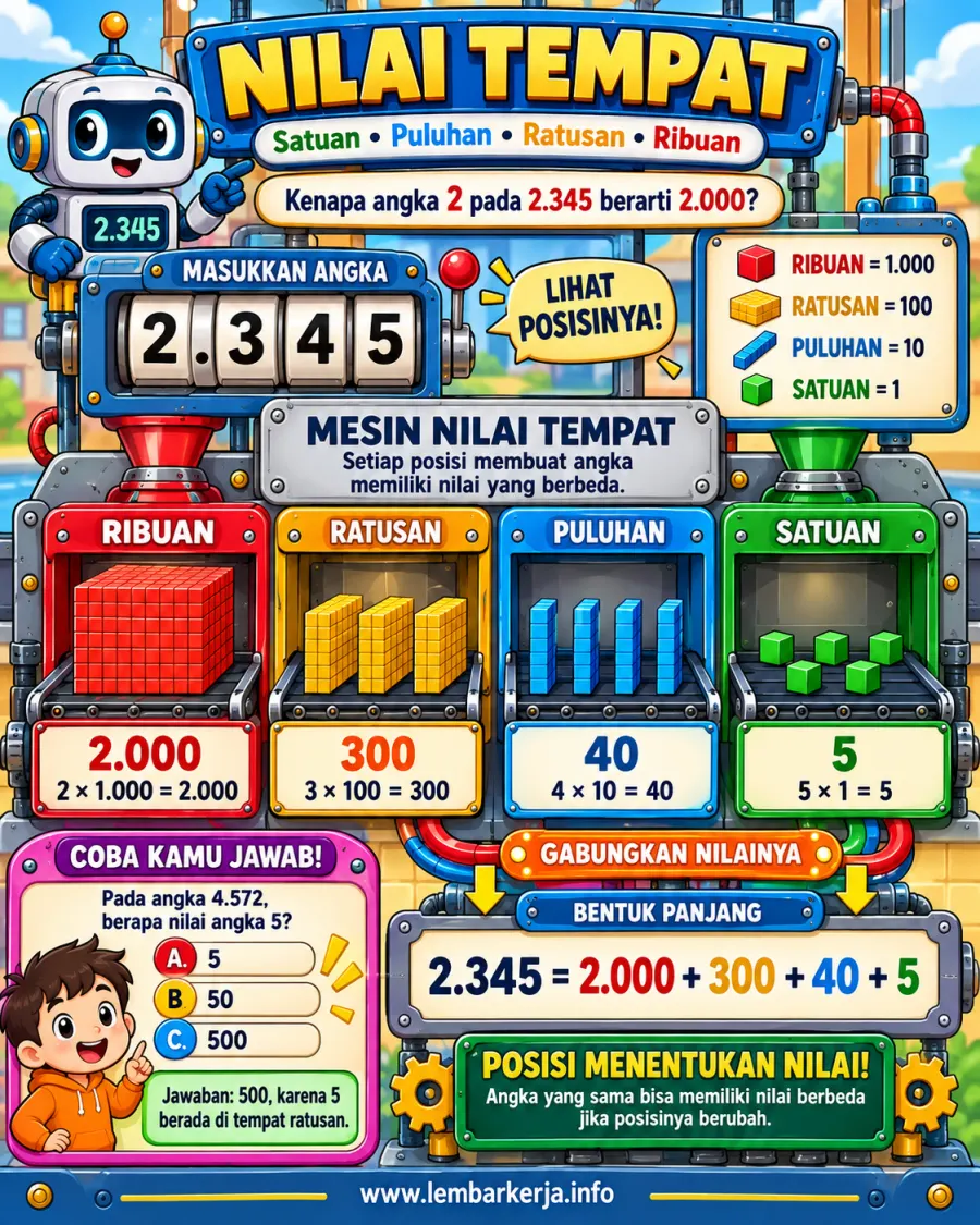 Mesin Nilai Tempat Satuan Puluhan Ratusan Ribuan - Poster / Infografis Umum Visualisasi Formula & Rumus