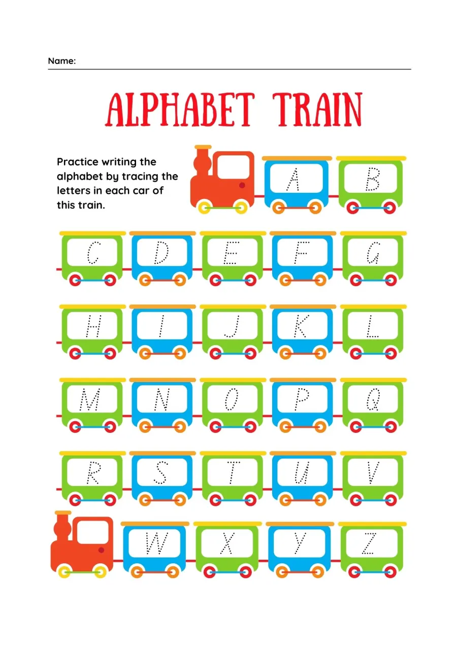Preview Menebalkan Huruf Abjad Gerbong Kereta Alphabet Train