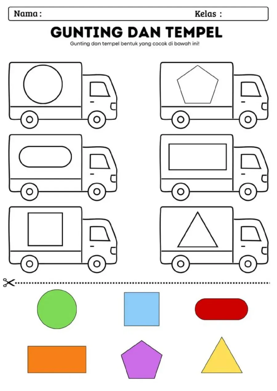 Preview Gunting dan Tempel Bentuk Geometri pada Mobil Truk
