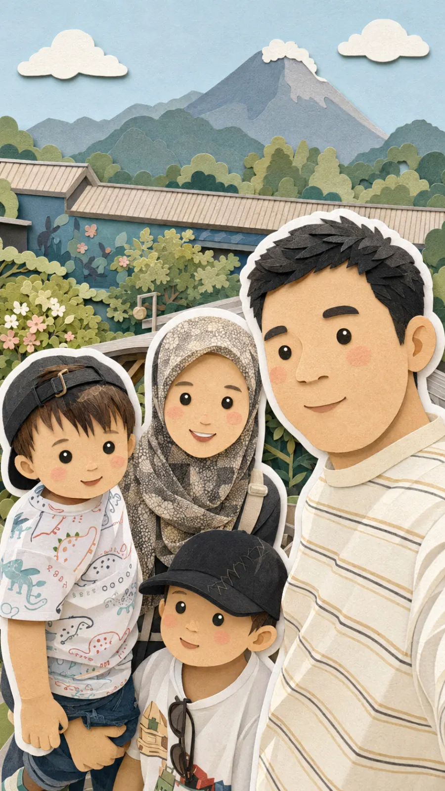 Membuat foto menjadi ilustrasi handcrafted paper-cut style. - Prompt Premium Umum Prompt Edit Foto & Retouch