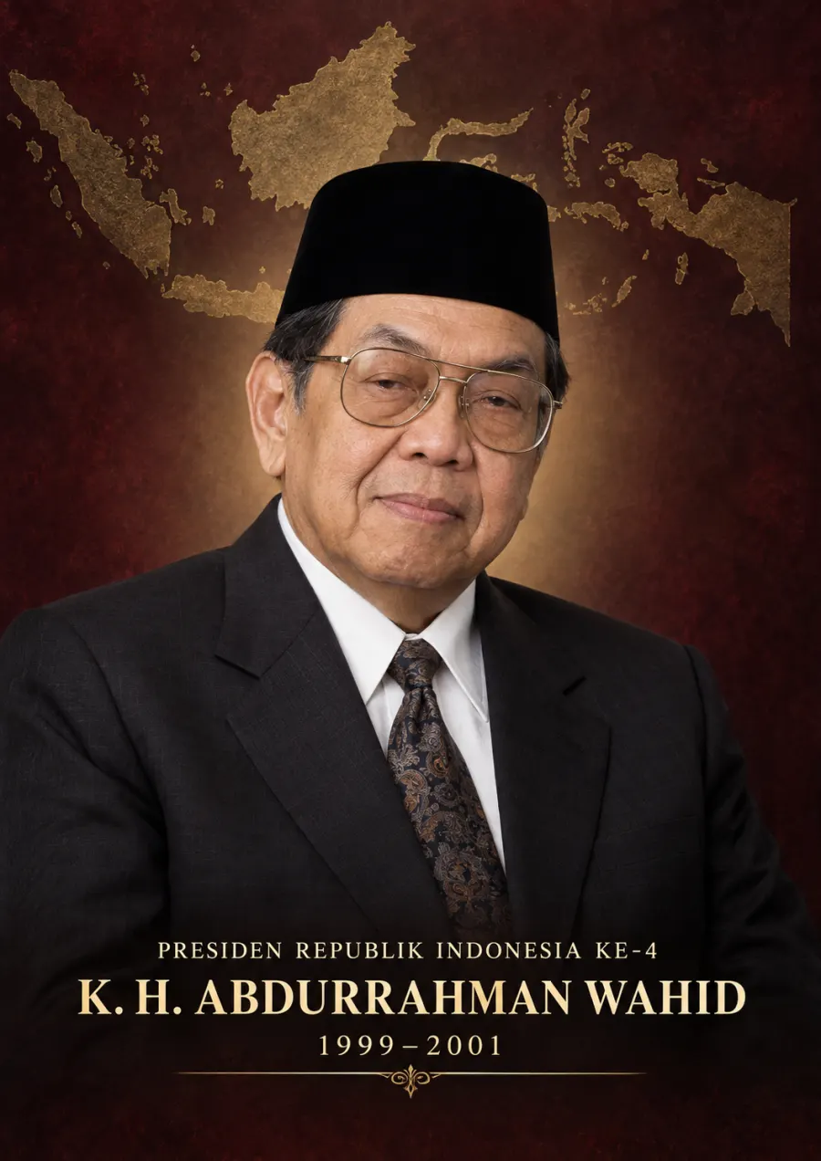 Presiden Republik Indonesia ke 4 Kh Abdurrahman Wahid Periode 1999 2001 - Poster / Infografis Umum Infografis Pancasila & Civics