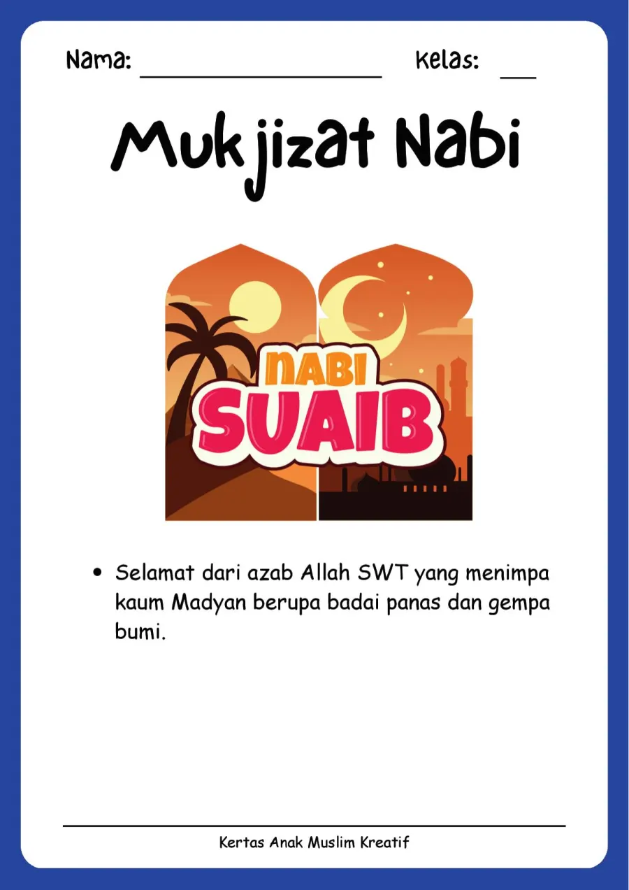 Lembar Kerja PAUD: Mengenal Kisah dan Mukjizat Nabi Syuaib As - Lembar Kerja PAUD Membaca Pemahaman