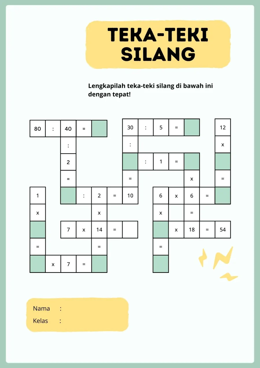 Teka Teki Silang Tts Kosakata Kata Umum Bergambar - Lembar Kerja SD Teka-teki Silang (TTS)