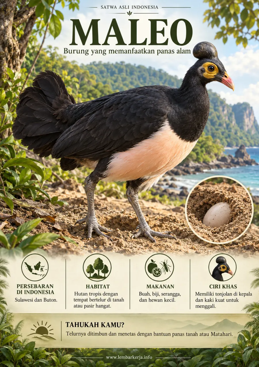 Satwa Asli Indonesia Maleo Burung Penghuni Hutan Sulawesi - Poster / Infografis Umum Infografis Lingkungan