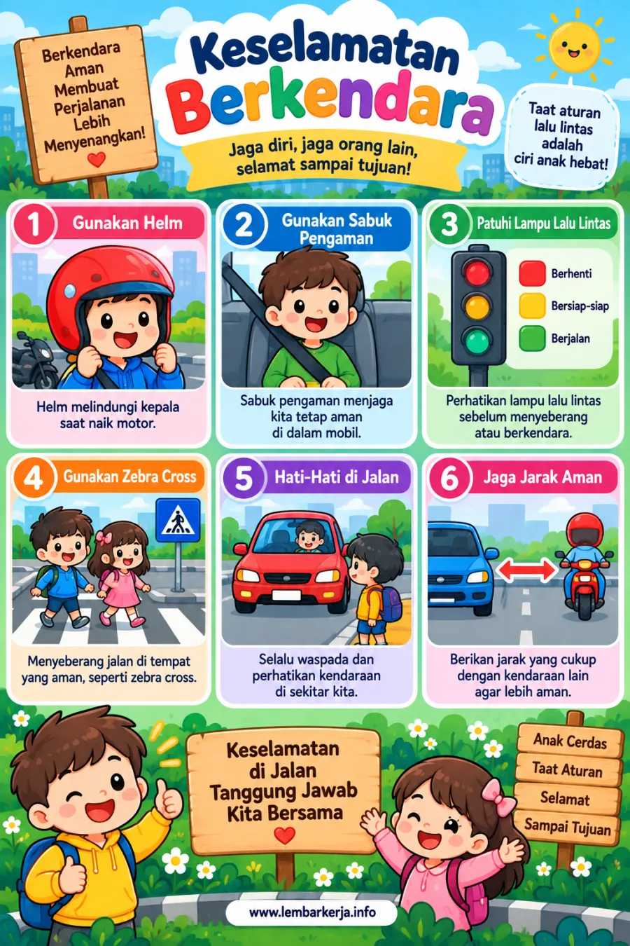 Keselamatan Berkendara dan Tertib Berlalu Lintas untuk Anak - Poster / Infografis Umum Poster Keselamatan & Kesehatan