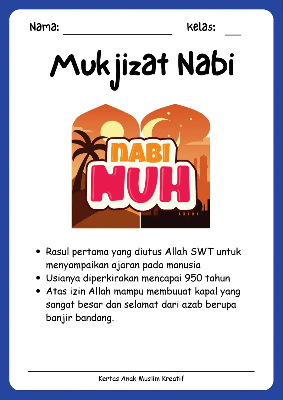 Lembar Kerja PAUD: Mengenal Kisah dan Mukjizat Nabi Nuh As - Lembar Kerja PAUD Membaca Pemahaman