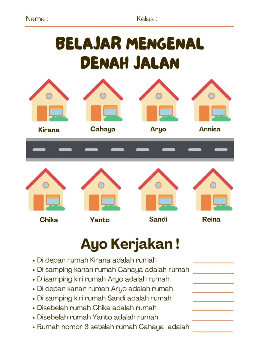 Belajar Mengenal Denah Lokasi dan Arah Jalan - Lembar Kerja SD Lembar Observasi