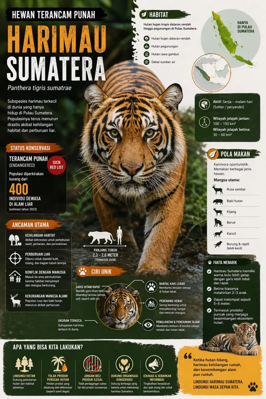 Preview Hewan Terancam Punah Harimau Sumatera Subspesies Terkecil