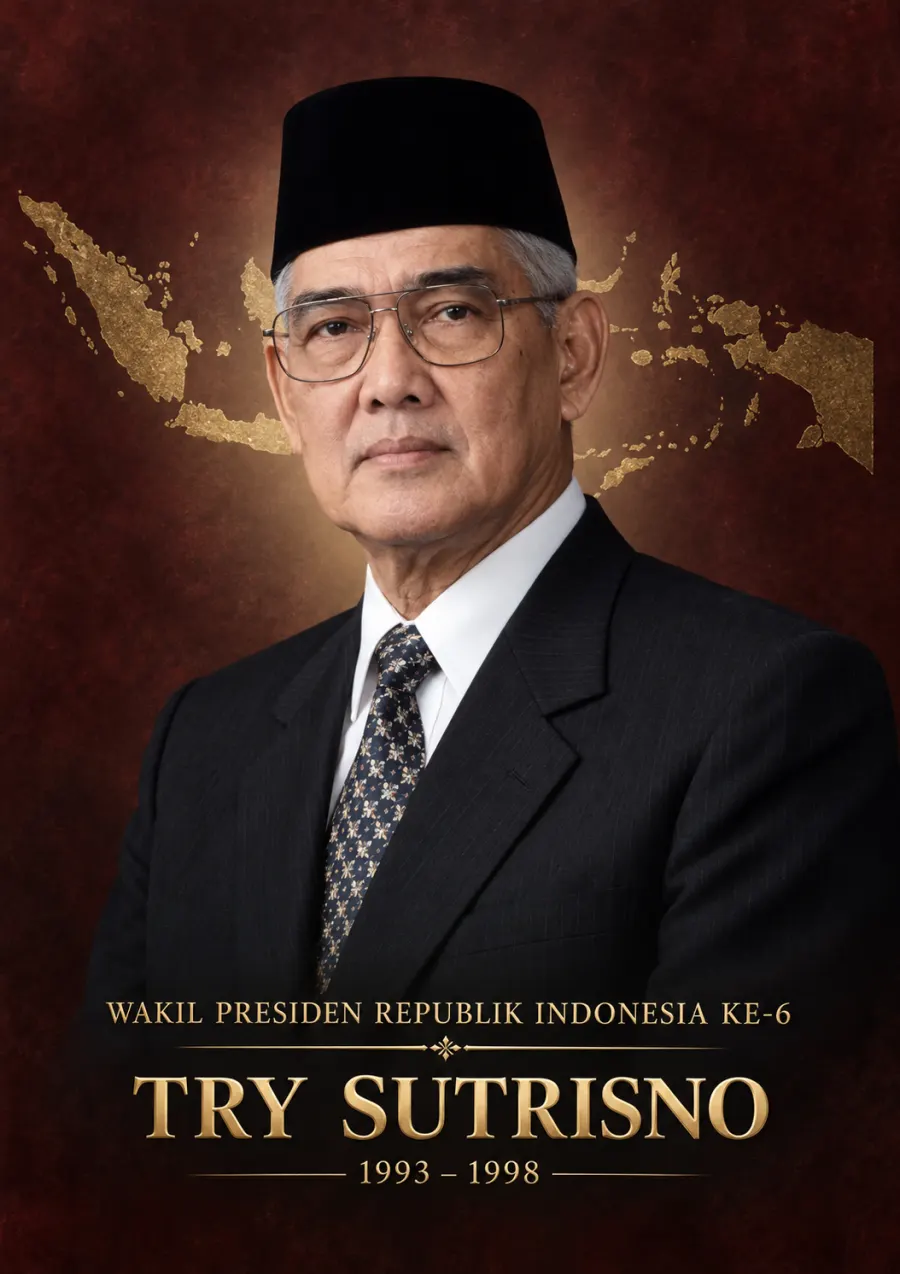 Wakil Presiden Republik Indonesia ke 6 Try Sutrisno Periode 1993 1998 - Poster / Infografis Umum Infografis Pancasila & Civics