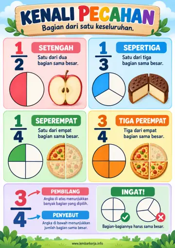 Kenali Pecahan Bagian dari Satu Keseluruhan - Poster / Infografis