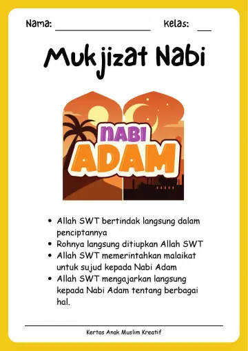 Lembar Kerja PAUD: Mengenal Kisah dan Mukjizat Nabi Adam As - Lembar Kerja