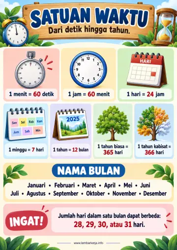 Tangga Satuan Waktu dari Detik Hingga Tahun - Poster / Infografis