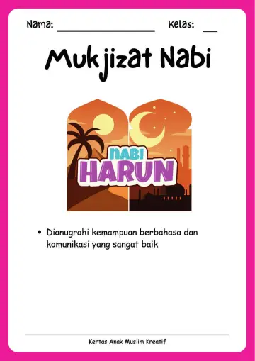 Lembar Kerja PAUD: Mengenal Kisah dan Mukjizat Nabi Harun As - Lembar Kerja