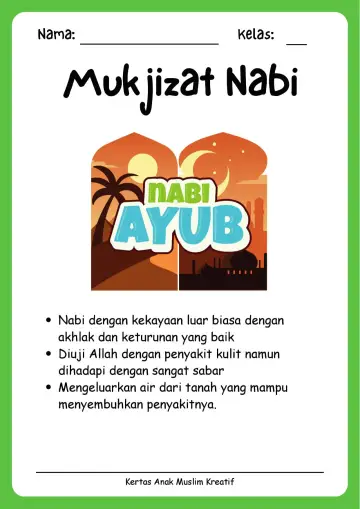Lembar Kerja PAUD: Mengenal Kisah dan Mukjizat Nabi Ayyub As - Lembar Kerja