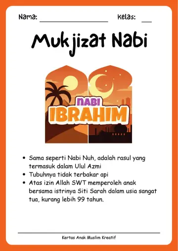 Lembar Kerja PAUD: Mengenal Kisah dan Mukjizat Nabi Ibrahim As - Lembar Kerja