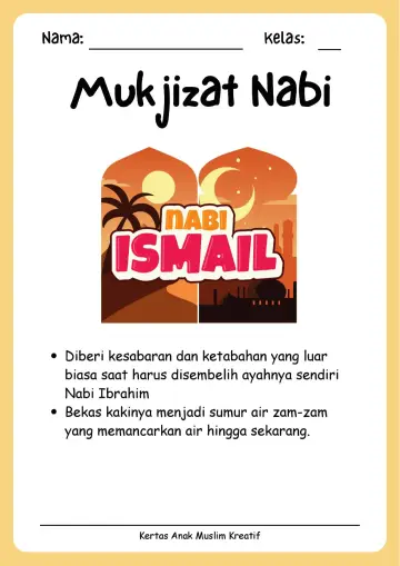 Lembar Kerja PAUD: Mengenal Kisah dan Mukjizat Nabi Ismail As - Lembar Kerja