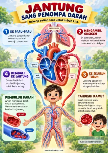 Jantung Sang Pemompa Darah Sistem Peredaran Darah - Poster / Infografis