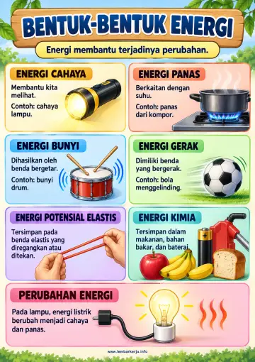 Bentuk Bentuk Energi dan Contohnya Dalam Kehidupan - Poster / Infografis