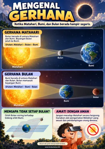Mengenal Peristiwa Gerhana Matahari dan Gerhana Bulan - Poster / Infografis