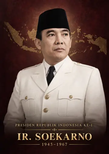 Presiden Republik Indonesia ke 1 Ir Soekarno Periode 1945 1967 - Poster / Infografis