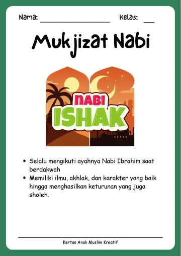 Lembar Kerja PAUD: Mengenal Kisah dan Mukjizat Nabi Ishaq As - Lembar Kerja