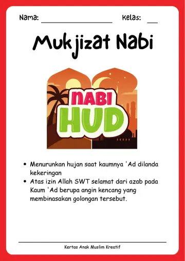 Lembar Kerja PAUD: Mengenal Kisah dan Mukjizat Nabi Hud As - Lembar Kerja