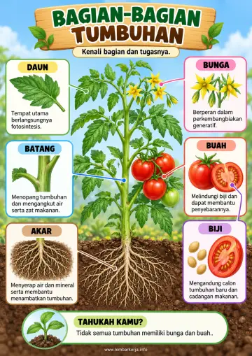 Bagian Bagian Tumbuhan dan Fungsinya - Poster / Infografis